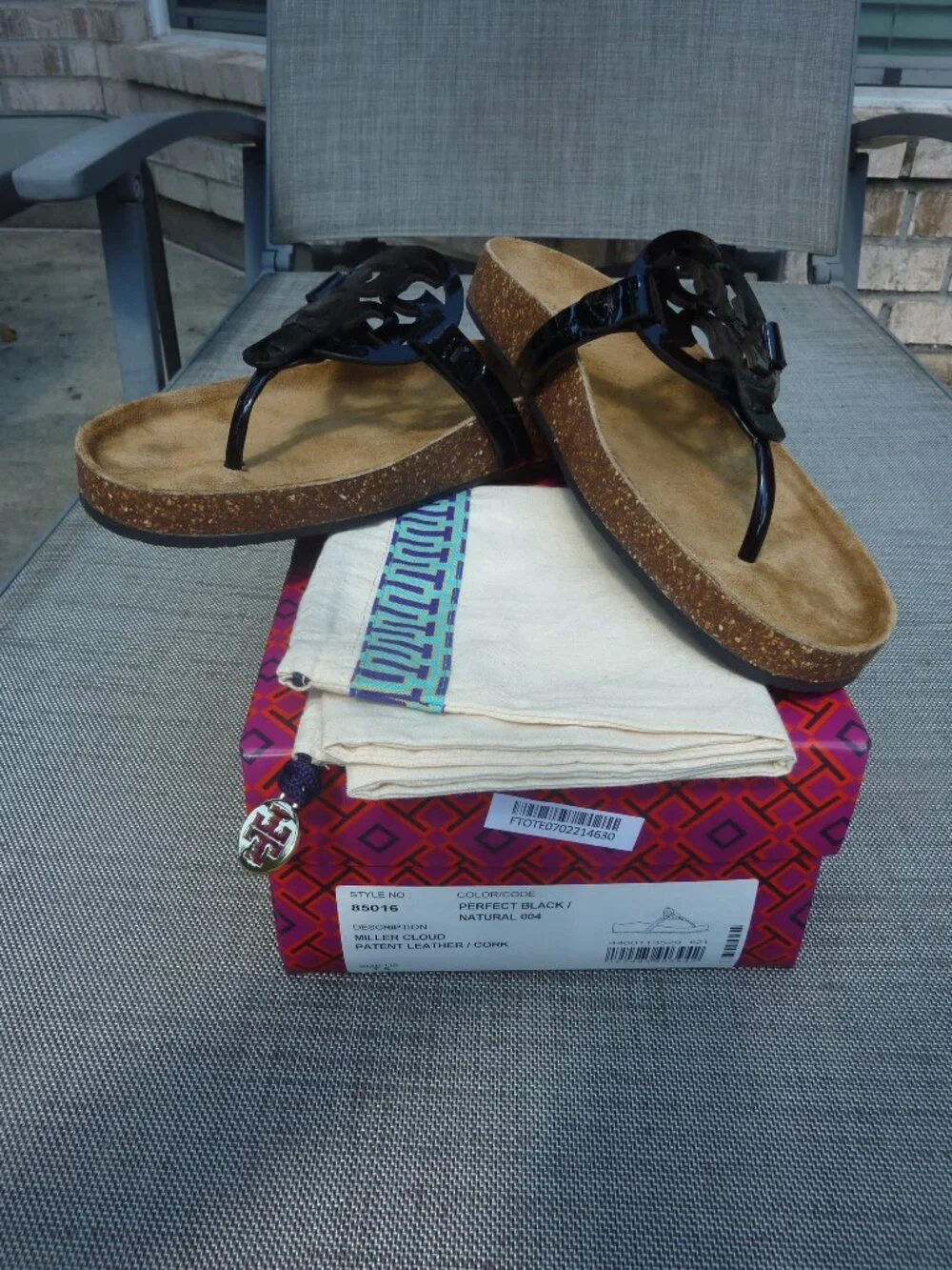 Tory Burch Miller Cloud Patent leather/Cork Slide Sandals